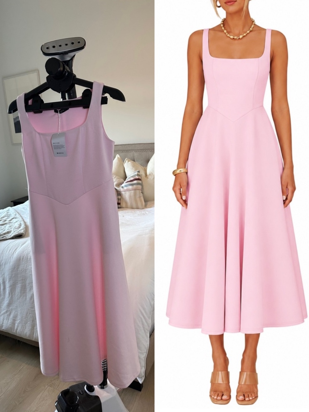 Blush Pink Square Neck Dress NWT
